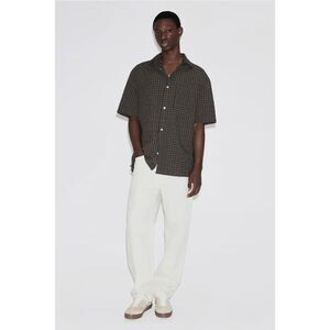 Men's H&M Plaid Button Down Short Sleeve Resort ShirtPocket Green XL Relaxed Fit